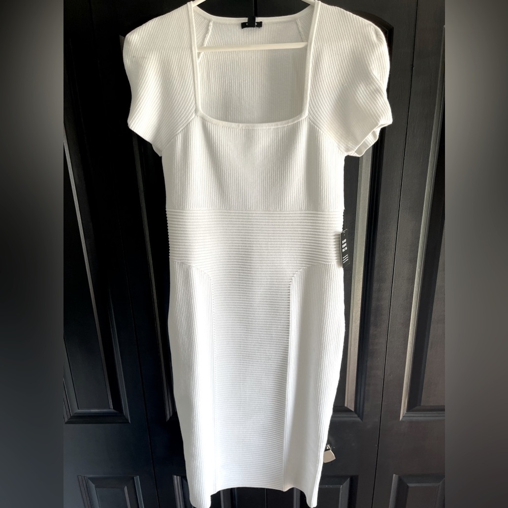 White knit midi dress